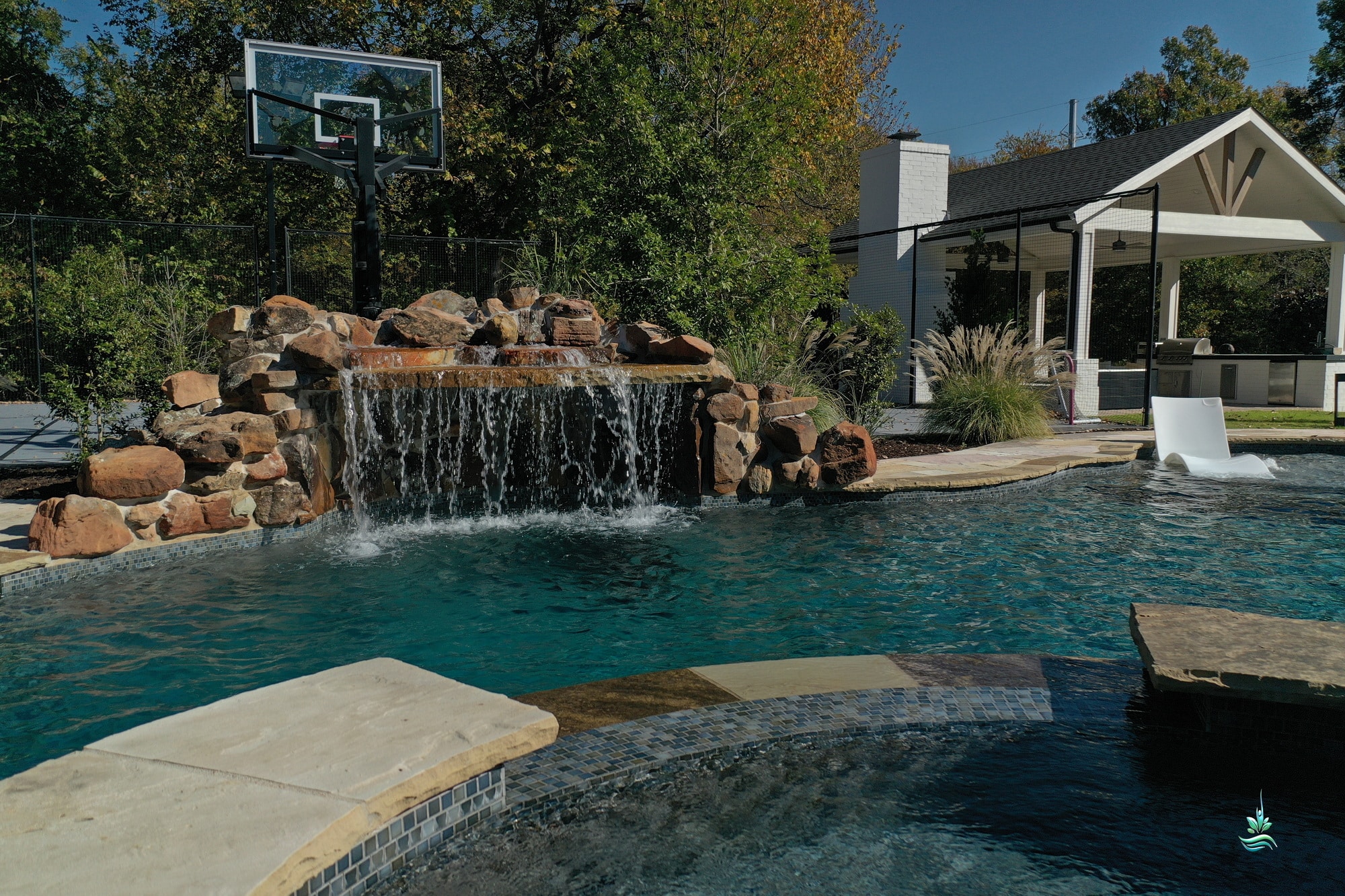 Commanding vista view of pool, spa and grotto