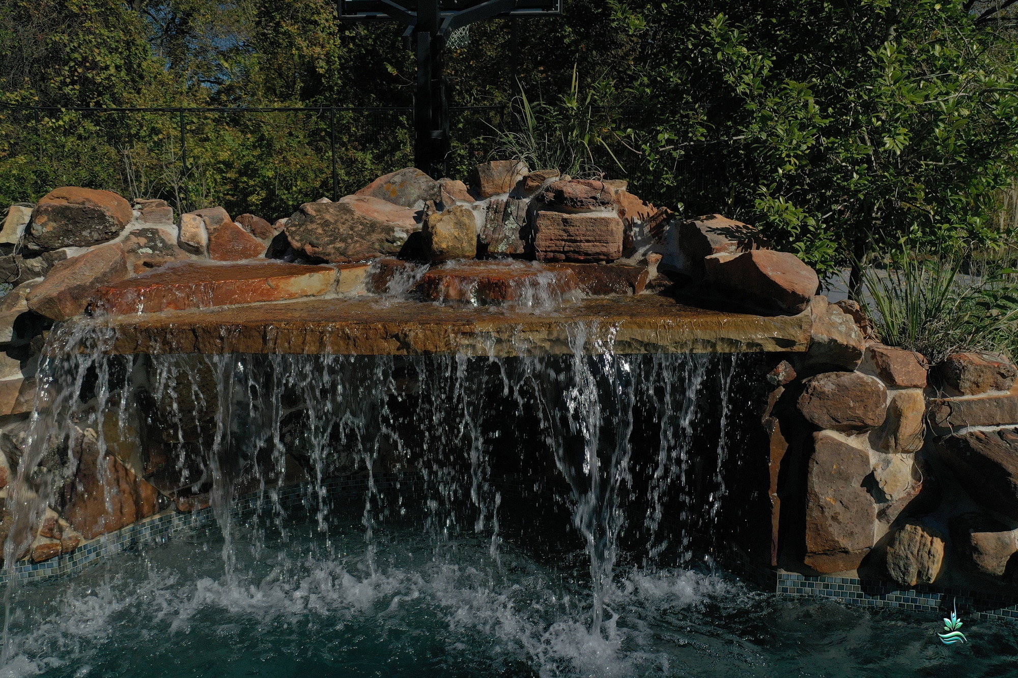 Natural stone grotto cave waterfall