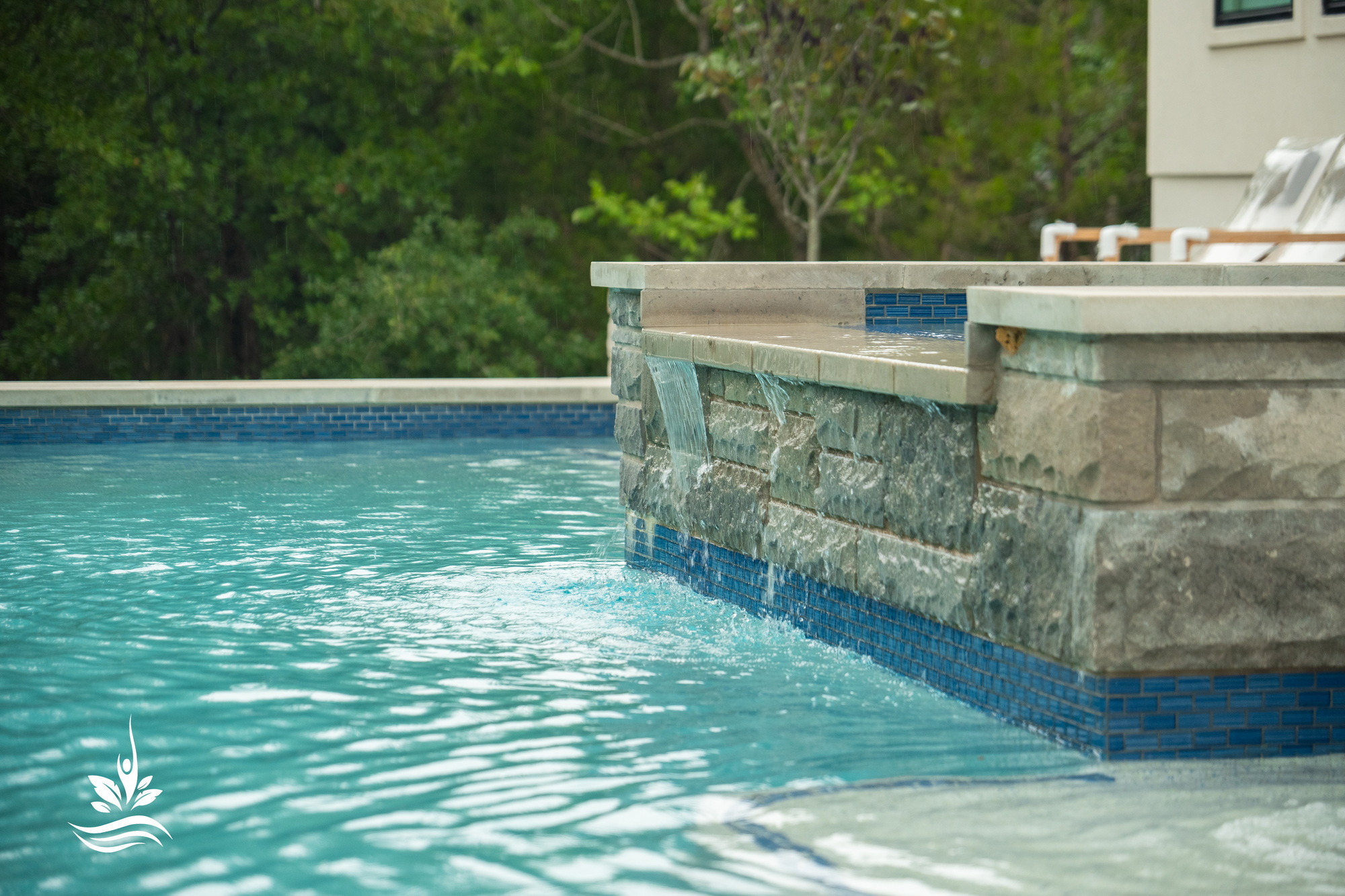 Natural stone waterfall